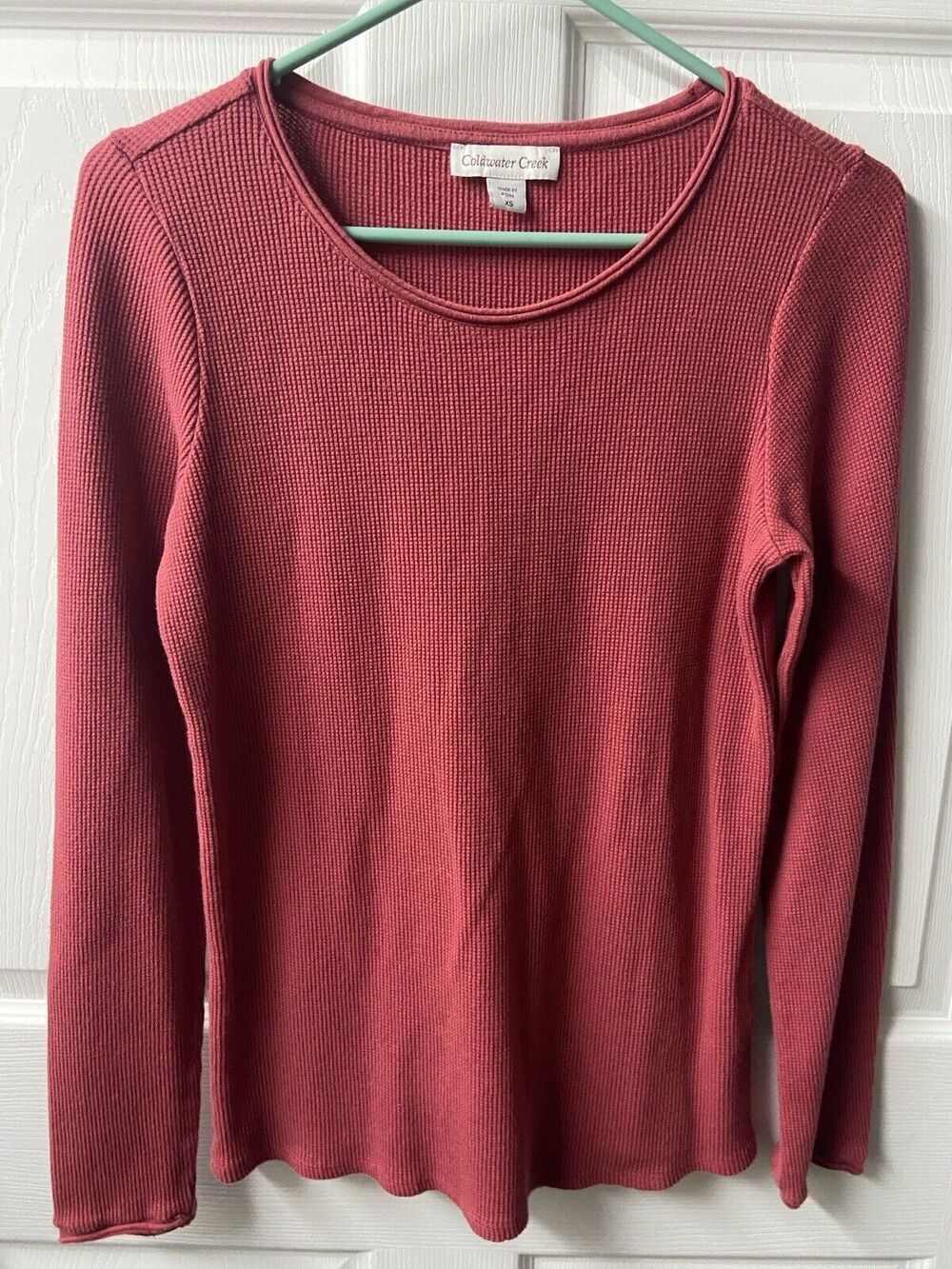 Coldwater Creek Top Womens XS Long Sleeved Thermal Rust Sweater Top Layering